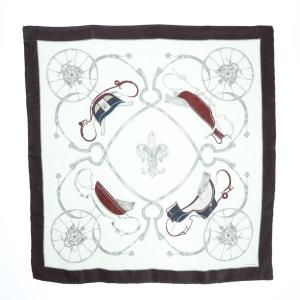 ビットプリントスカーフ シルク ワインレッド 白 ホワイト ネイビー 33-04-43-04501 /RI