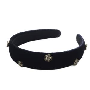 フラワービジュー ヘッドバンド カチューシャ ヘアバンド ベルベット ブラック /YO4