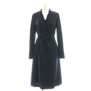 ウールワンピース カシュクール調 7AR 紺 ネイビー /CX OSSH