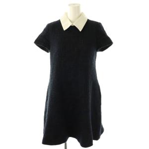 ジェシカツイードワンピース 38 ネイビー オフホワイト 41449