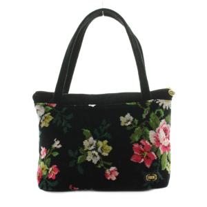 FEILER フラワー柄トートバッグ ハンド マルチカラー 黒 ブラック ピンク /SS OS SH