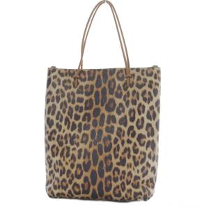 FURLA ESSENTIAL M TOTE レオパードトートバッグ ハンドバッグ レザー ベージュ /YO21 SH
