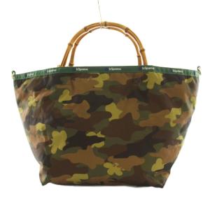 LesportSAC トートバッグ ハンド バンブーハンドル カモフラ 茶 ブラウン 緑 グリーン カーキ /SS OS SH