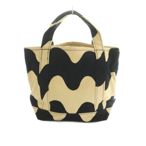 marimekko PIKKU LOKKI トートバッグ キャンバス 総柄 アイボリー 黒 /MI OS SH