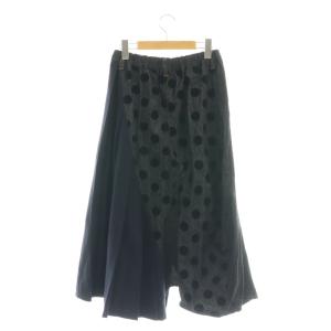 gomme プリーツ×デニム切替 ドットスカート ロング M 紺 ネイビー /SS OS SH
