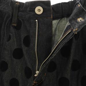 gomme プリーツ×デニム切替 ドットスカート ロング M 紺 ネイビー /SS OS SH