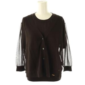 アンサンブル シアーニット カーディガン プルオーバー 8 ブラウン /DF OS