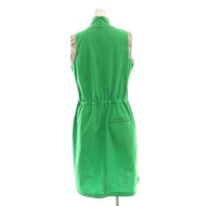 LANVIN SPORT ゴルフ 異素材ハイブリットワンピース ひざ丈 ノースリーブ 38 グリーン /DF OS