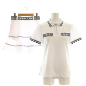 Golf ロゴデザインポロシャツ ロゴジャガードゴムプリーツスカート セットアップ 36 白 ホワイト
