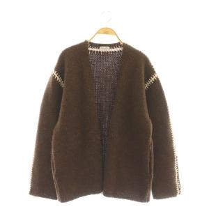 23AW シェットランドウール ステッチニット カーディガン 茶 ブラウン /SS OS