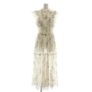 24SS Sustainaプリントプリーツワンピース ロング 0 白 オフホワイト /SS OS