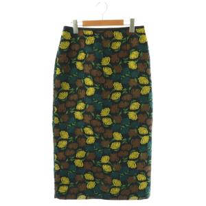 カットフラワージャカード タイトスカート 36 ネイビー マルチカラー /ES OS