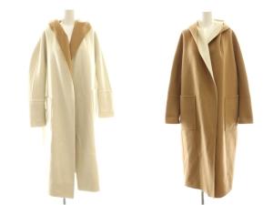 リバーシブル ロングコート 36 ブラウン ホワイト
