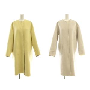 ノーカラー リバーシブル コート 36 イエロー グレー