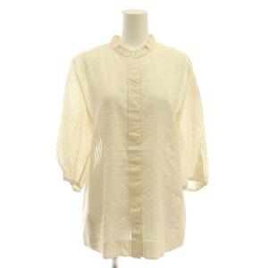 シルクストライプバンドカラーシャツ 38 アイボリー /SS OS