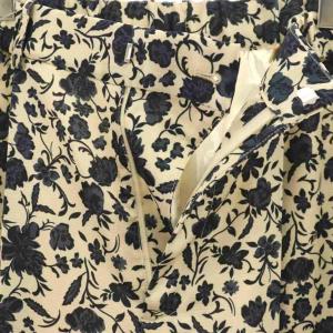 SLOBE IENA 25SS アソートフラワーパンツ 38 紺 ネイビー アイボリー /SS OS