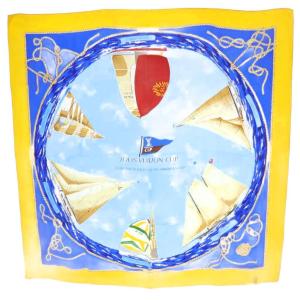 ルイヴィトンカップ記念 スカーフ シルク ブルー イエロー /YO27 OH