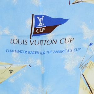 LOUIS VUITTON ルイヴィトンカップ記念 スカーフ シルク ブルー イエロー /YO27 OH