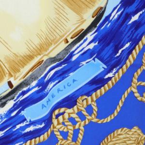 LOUIS VUITTON ルイヴィトンカップ記念 スカーフ シルク ブルー イエロー /YO27 OH