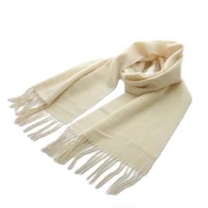 フリンジマフラー ロゴ刺繍 アイボリー /RI OS