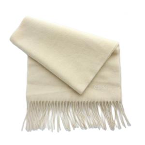 Chloe フリンジマフラー ロゴ刺繍 アイボリー /RI OS