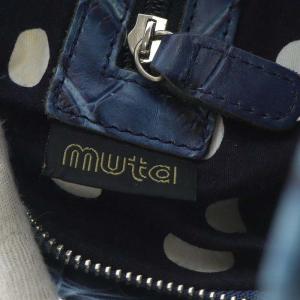 muta ナンバー8 ハンドバッグ トートバッグ クロコ型押し レザー ブルー /YO10