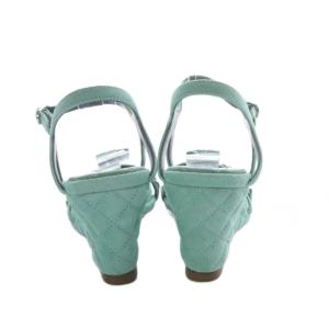 CHANEL 21C サンダル ウエッジソール マトラッセ ココマーク 37C ミントグリーン