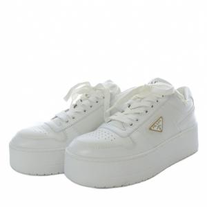 PRADA ダウンタウン ボールド レザー スニーカー 37 ホワイト 1E792M