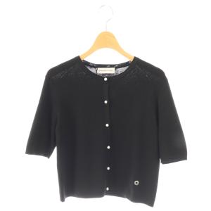 25SS パールボタン半袖ニットカーディガン 36 ブラック /ES OS