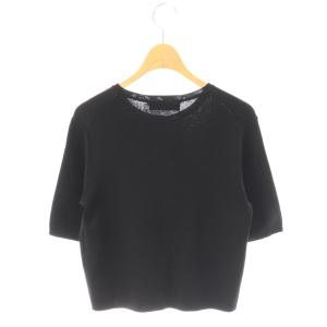 Aveniretoile 25SS パールボタン半袖ニットカーディガン 36 ブラック /ES OS