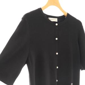 Aveniretoile 25SS パールボタン半袖ニットカーディガン 36 ブラック /ES OS