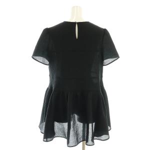 Aveniretoile オーガンジージャガード半袖ペプラムブラウス シャツ プルオーバー 36 黒 /CX OS