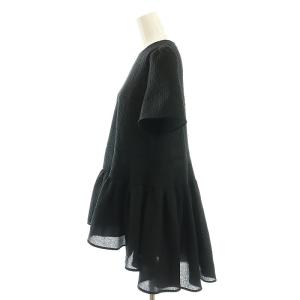 Aveniretoile オーガンジージャガード半袖ペプラムブラウス シャツ プルオーバー 36 黒 /CX OS