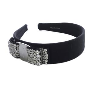 Salvatore Ferragamo ヴァラ ラインストーン カチューシャ 黒 ブラック /SR OH