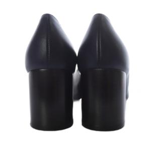 Salvatore Ferragamo LENA60 ダブル ボウ パンプス チャンキーヒール スクエアトゥ レザー 6D ネイビー /YO4