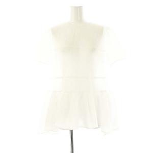 オーガンジージャガード半袖ペプラムブラウス 36 ホワイト /DF OS