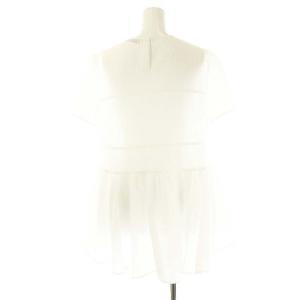 Aveniretoile オーガンジージャガード半袖ペプラムブラウス 36 ホワイト /DF OS