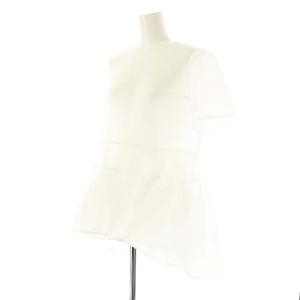 Aveniretoile オーガンジージャガード半袖ペプラムブラウス 36 ホワイト /DF OS