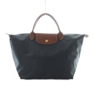 ル プリアージュ M トップハンドルバッグ トート ハンド ナイロン レザー チャコールグレー 茶色 ブラウン