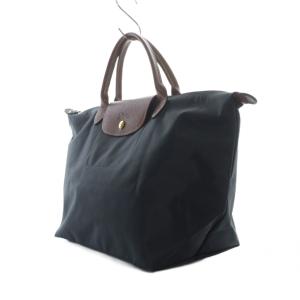 Longchamp ル プリアージュ M トップハンドルバッグ トート ハンド ナイロン レザー チャコールグレー 茶色 ブラウン