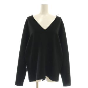 25SS トリアセジョーゼット Vネック プルオーバ ブラウス F ブラック /ES OS
