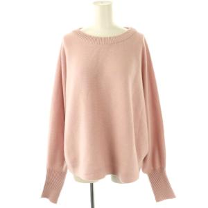 25SS バルキーヤーン ドルマンロングリブニット セーター 長袖 ピンク /DF OS