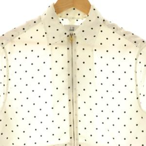 dunhill ドット柄ジップアップナイロンブルゾン ステンカラージャケット XS ホワイト /DF OS