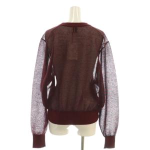 6 ROKU BEAUTY&YOUTH シアー ボーダークルーネック プルオーバー カットソー 長袖 F 小豆色 /AT OS