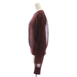 6 ROKU BEAUTY&YOUTH シアー ボーダークルーネック プルオーバー カットソー 長袖 F 小豆色 /AT OS