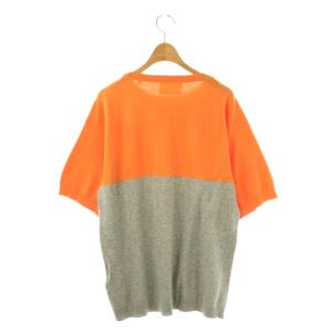 BLUE WORK バイカラーニット セーター 半袖 S オレンジ グレー /DF OS