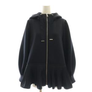 プリーツペプラムフーディジャケット 34 ネイビー