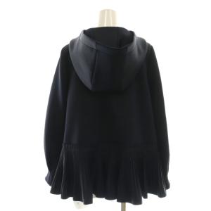 M-Premier BLACK プリーツペプラムフーディジャケット 34 ネイビー