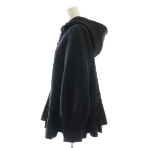 M-Premier BLACK プリーツペプラムフーディジャケット 34 ネイビー