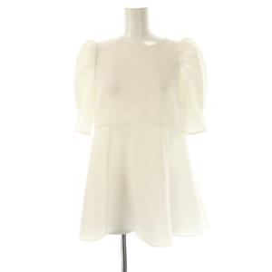 24SS サッカーストレッチペプラム ブラウス 半袖 36 ホワイト /DF OS